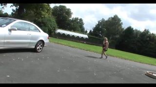 Big breasts British mature outdoors