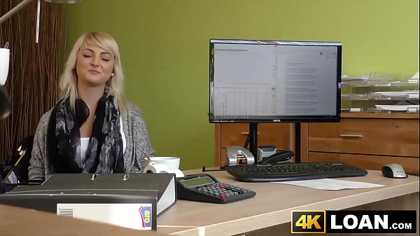 Beautiful blondie bent over and fucked hard in office