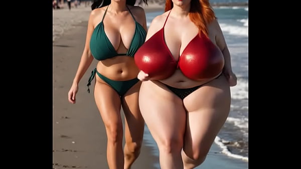 Busty friends running animation (AI Generated)