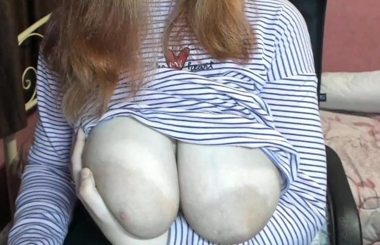 Huge natural white tits on shy girl