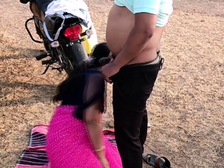 Indian Wife Outdoor Blowjob Licking Fingered and Fucked