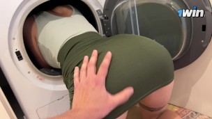 stepson fucks stepmom while she’s stuck in washing machine