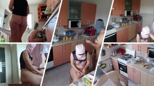 Amateurpaar hat Spaß in der Küche.