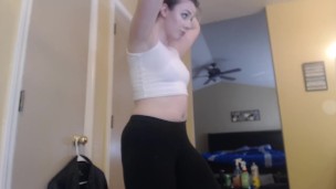 Sexy blonde bathing in bubby tub then gets dressed