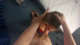 POV – Cheating Amateur Teen gets Rough Facefucked in a Hotel