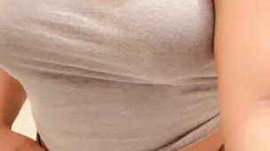 Big Tittied Ebony College Girl Grabs Her Breasts For You