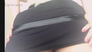 Moaning softly in a new short dress with sexy talk!