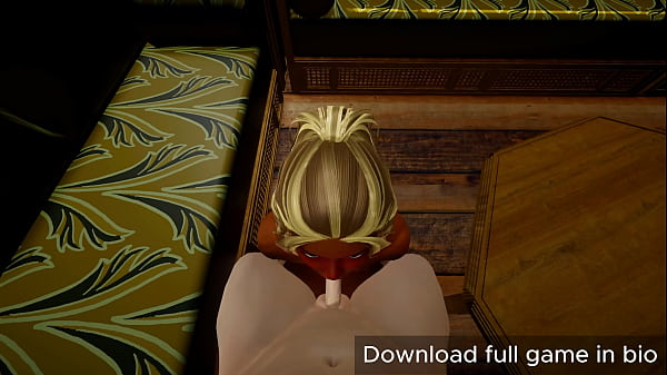 Hot black blonde woman with big tits and big ass sucks a white cock on her knees – (You can download full game in bio)