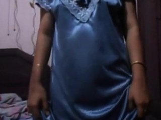 Indian Housegirl In blue Nighty