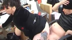 Large breasted mature taken by two guys