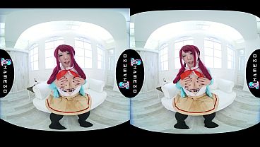 Horny Japanese redhead Rina Kurusu plays with a sex toy,in VR.
