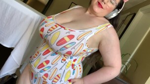 Huge Tit BBW in Tight Tank & Panty Set