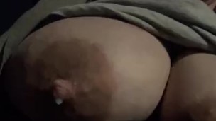 Milkymama meets fan talks dirty moaning while milking engorged tits in public