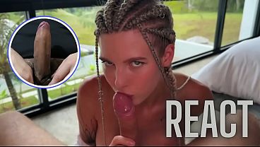 React: Hot Blonde with Braids Loves to Fuck in all Poses! Cum on her Big Tits (pov) | Anastangel