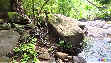 Risky Outdoor Sex  desi Big Natural Tits MILF and Boyfriend Quick Sex in the Waterfal