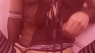 teen in sexy lingerie playing