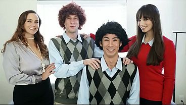 Bratty Nerds Get Taught a Lesson by Two Slutty Big Tit MILFs